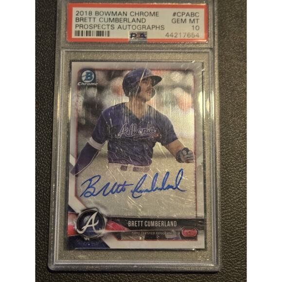 2018 Bowman Chrome Prospects Autographs Brett Cumberland PSA 10 - Picture 1 of 2
